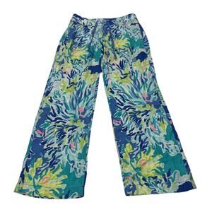 Lilly Pulitzer Womens 00 Galley Drawstring Linen Pants Beachy Coastal 100% Linen